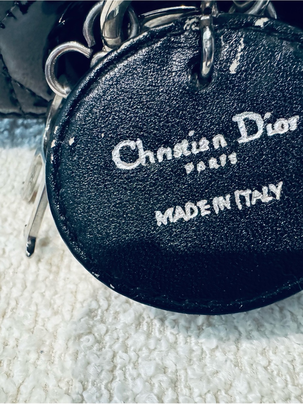 Dior Black Patent Leather Lady Dior Satchel with Silver Hardware - Picture 5 of 5